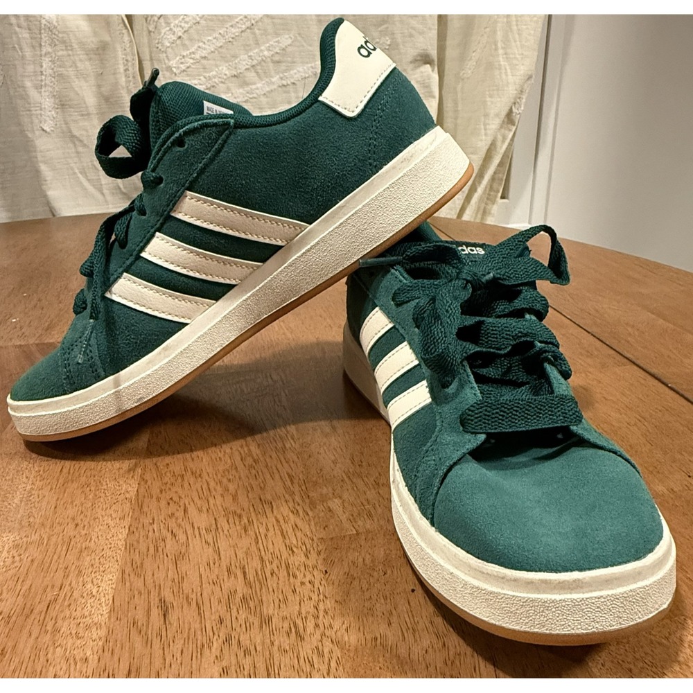 Adidas Grand Court 00s Suede Collegiate Green Gum Sole Sneakers